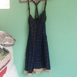 Free People plaid, lace, and leather dress